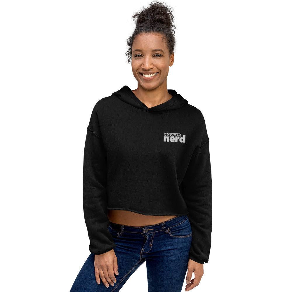 How To Nerd Embroidered Crop Hoodie