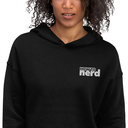 How To Nerd Embroidered Crop Hoodie