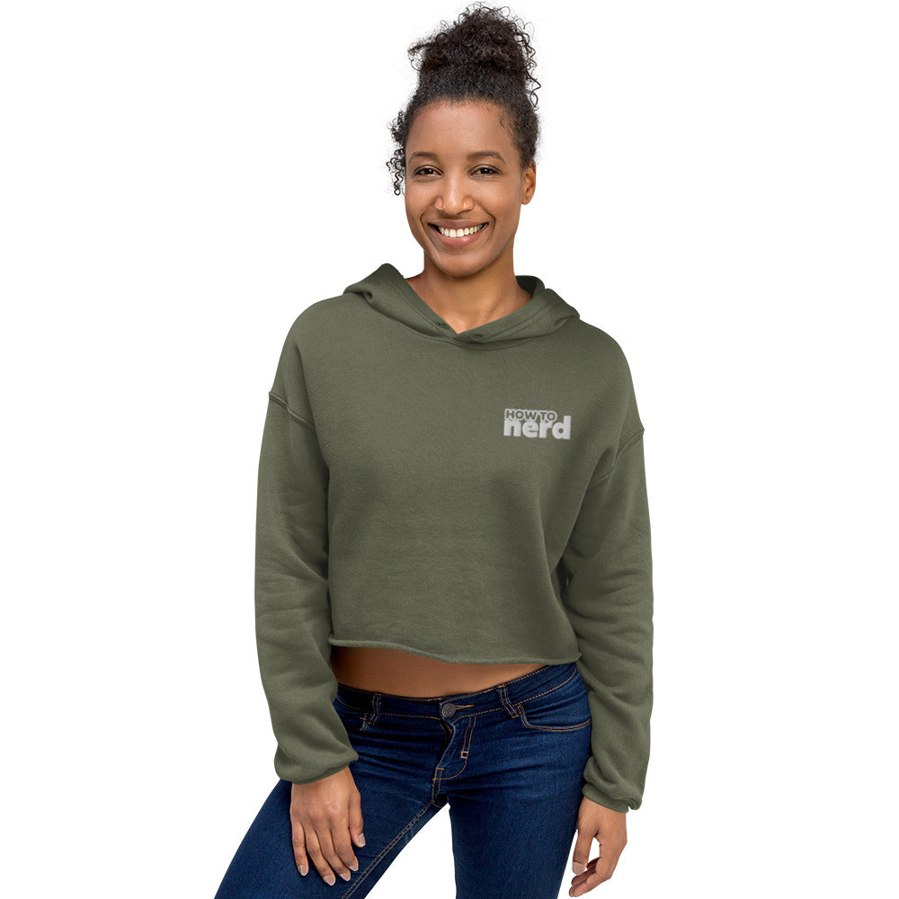 How To Nerd Embroidered Crop Hoodie