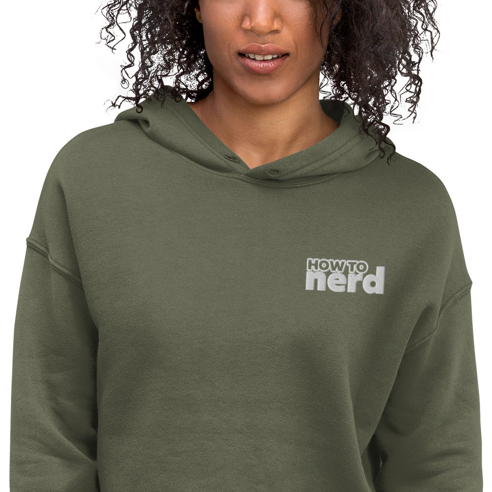 How To Nerd Embroidered Crop Hoodie